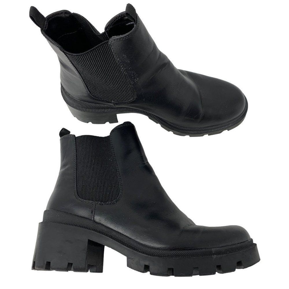Womens Target Black Treaded Bootie Vegan Ankle Boot Size 11 4039 pull on stretch